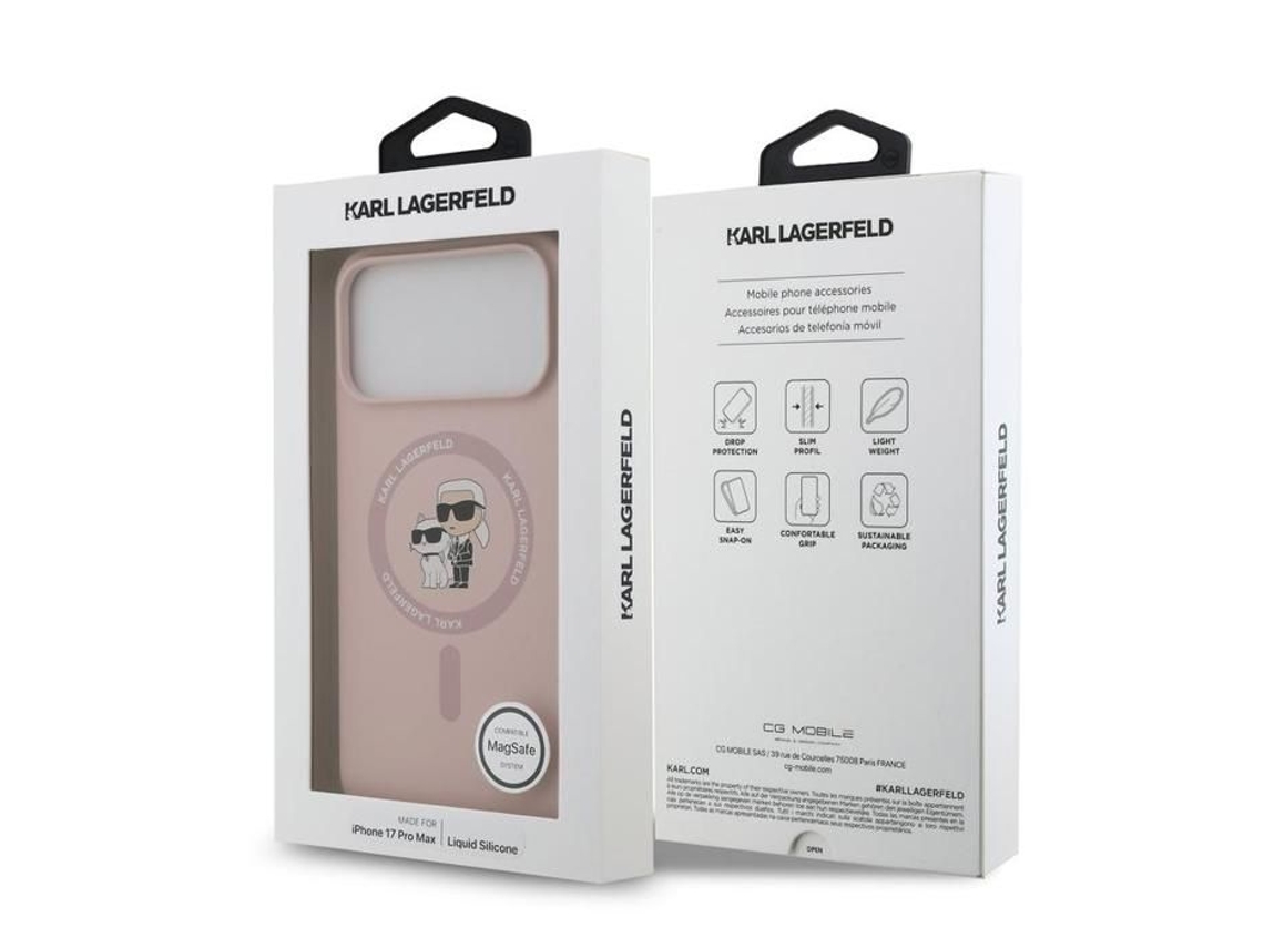 Capa De Silicone Líquido Karl Lagerfeld Karl E Choupette Com Magsafe Para Iphone 17 Pro Max 6.9 Rosa - Klhmp17lscmkcrhp
