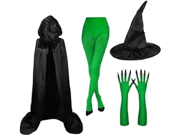 Conjunto De Fantasia De Bruxa Chapéu De Bruxa Com Luvas Verdes Com Garras Kit De Fantasia Para H Vayotoy