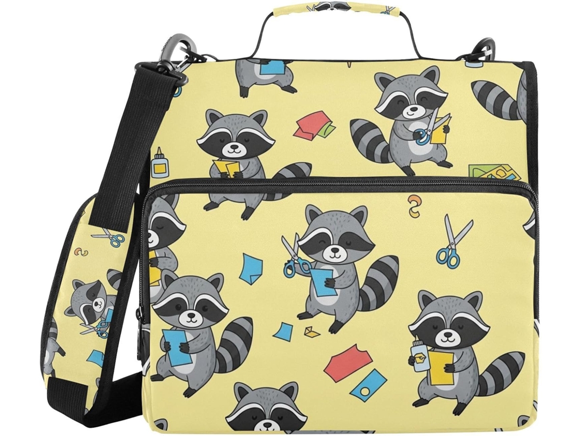 Organizador de 3 argolas com alça e fecho de pressão, bolsa organizadora de documentos compatível com diversas mochilas escolares.