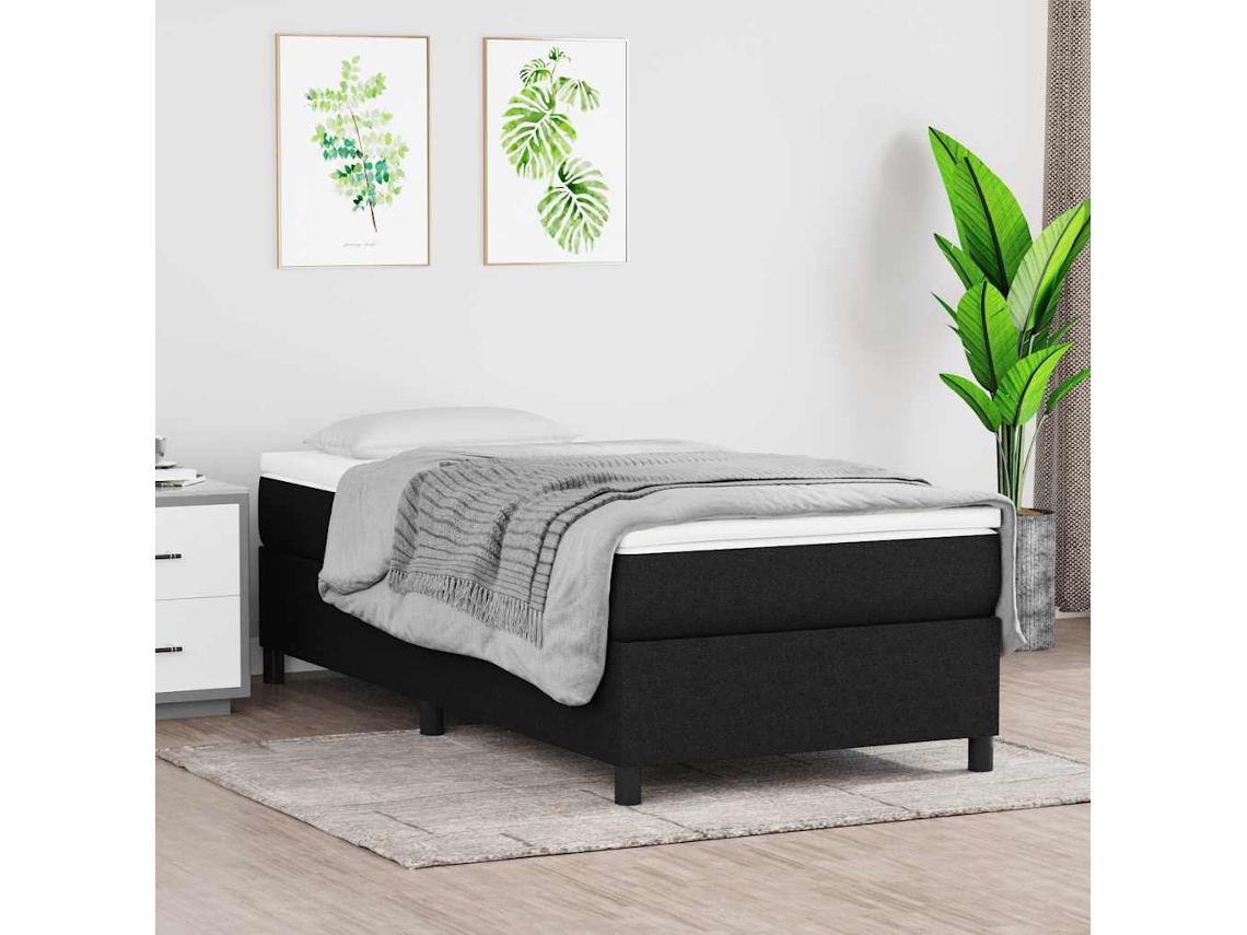 Vidaxl Estrutura De Cama Com Molas 80x200 Cm Tecido Preto