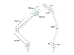 Lâmpada De Lupa Led Ajustável 5 Dioptrias Com Luz, 3 Modos De Cor E Regulável, Clip Estável
