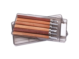 6pcs Buril De Aço Carbono Alto Com Cabo De Pau-rosa Ferramenta De Escultura Em Madeira Com Moinho