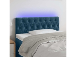 Vidaxl Cabeceira De Cama C/ Luzes Led Veludo 90x7x78/88 Cm Azul-escuro