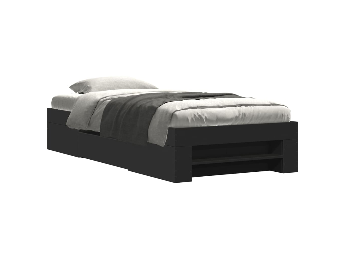 Estrutura de Cama MAISON EXCLUSIVE Derivados de Madeira Preto (75x190 cm)