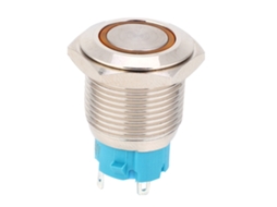 Interruptor de Botão Metal Autobloqueio 16mm 12 24vdc Amarelo