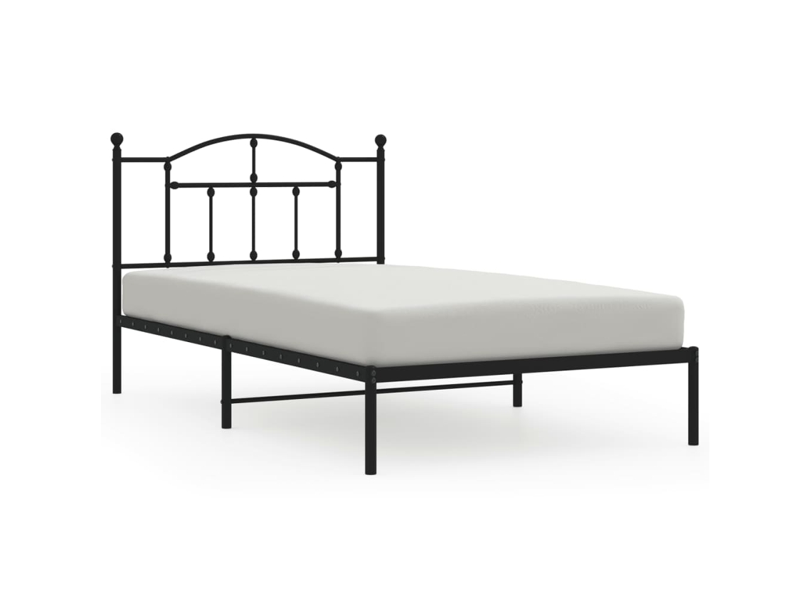 Estrutura de Cama com Cabeceira Metal Preto MAISON EXCLUSIVE 107x203 cm