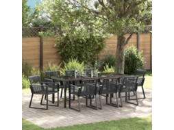 Vidaxl Conjunto De Jantar Para Jardim 9 Unid. Preto Aço Revestido A Pó