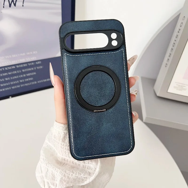 (azul, Google Pixel 10 Pro Xl) Capa Magnética Com Textura De Couro E Rotação De 360°, Proteção Antichoque