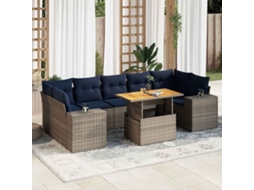 Vidaxl 8 Pcs Conjunto Sofás De Jardim C/ Almofadões Vime Pe Cinzento
