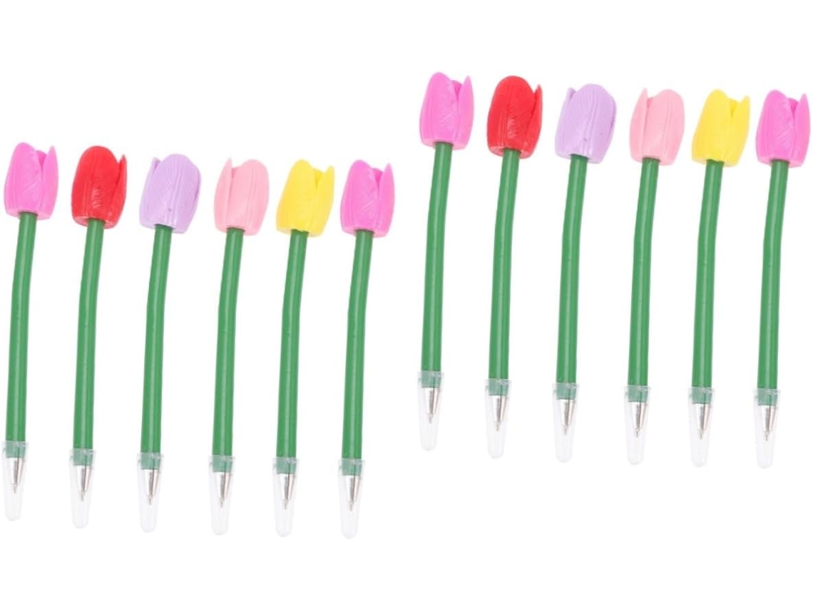 Conjunto De 12 Canetas Esferográficas Nuobesty Com Estampa Tulipa,
