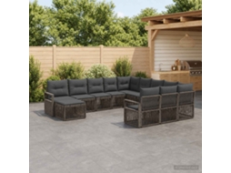 Vidaxl Conjunto De Sofá De Jardim 12 Unid. Cinzento Vime Pe
