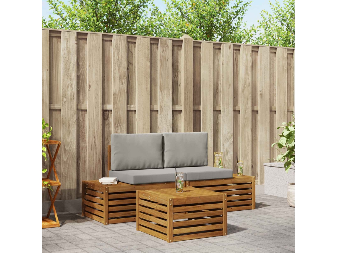 Vidaxl Conjunto De Sofás Para Exterior Cinza Natural E Claro
