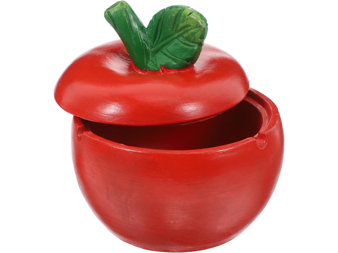 Cendrier Céramique Forma Pomme Com Couvercle Volume Facile À Nettoyer Decoração Para Maison Et Bureau