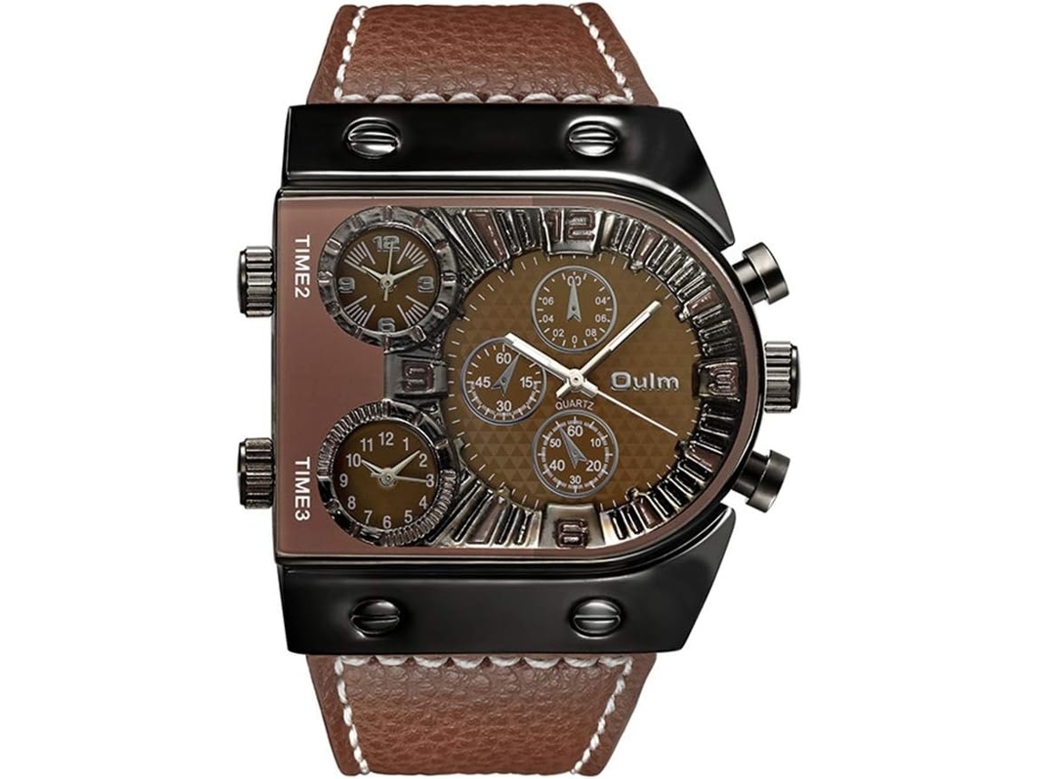Lurelia Relógio Masculino, Movimento De Quartzo, Analógico, Couro, Dourado