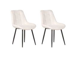 Juego De Sillas De Diseño Beliani Melrose De Terciopelo Blanco 51x58x85