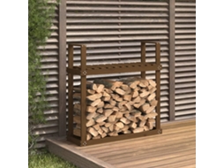 Vidaxl Suporte Para Lenha 110x35x108,5 Cm Pinho Maciço Castanho Mel