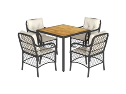 Conjunto de 5 Jantar para Jardim com Almofadões Vime Pe Preto MAISON EXCLUSIVE