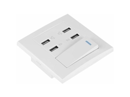 Tomada de Parede Usb, 4 Interruptores, 5v 2.1a /1a, Carregador BRILVIBERA