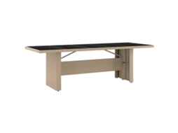 Garden Table With Glass Top, Garden Tables With Glass Tops Vidaxl Bege Rattan / Vime (240 X 90 X 75 Cm)