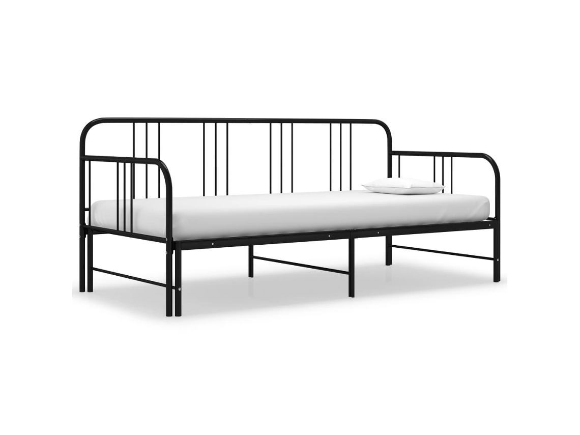 Estructura de sofá cama extraíble de metal negro de 90 x 200 cm