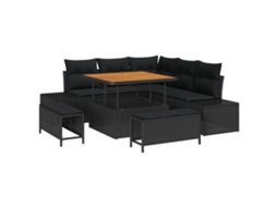 Conjunto 8 Móveis De Jardim Vidaxl Preto Vime Pe (209 X 209 X 85 Cm)