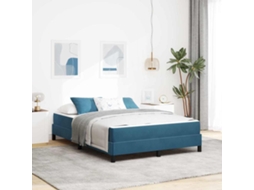 Vidaxl Cama Box Com Colchão Azul Escuro 140 X 200 Cm Tecido