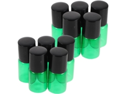 Pacote Com 15 Frascos Roll-on De Vidro Verde Recarregáveis De 2ml Com Esfera Para Óleos Essenciais