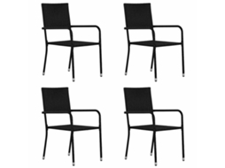 Vidaxl Cadeiras De Jantar Empilháveis Para Jardim 4 Pcs Vime Pe Preto