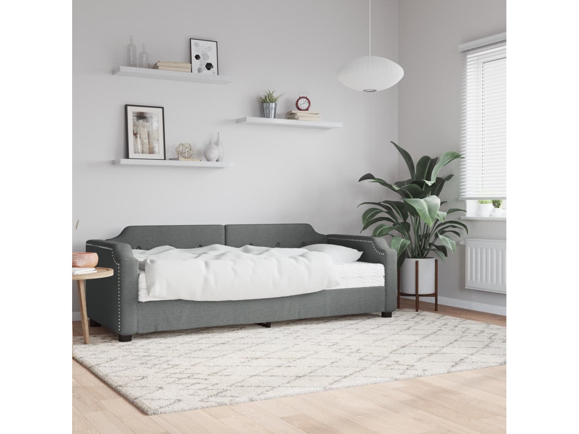 Vidaxl Sofá cama com Colchão 100x200 Cm Tecido Cinzento escuro
