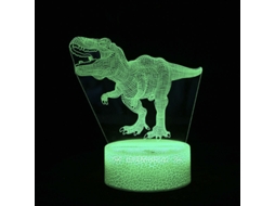 Luminária Noturna com Ilusão 3d Luminária de Mesa Led em Formato de Dinossauro, 16 Cores, com Controle Remoto SIURN