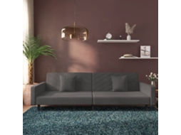 Vidaxl Sofá-cama 2 Lugares Com Duas Almofadas Veludo Cinzento-escuro