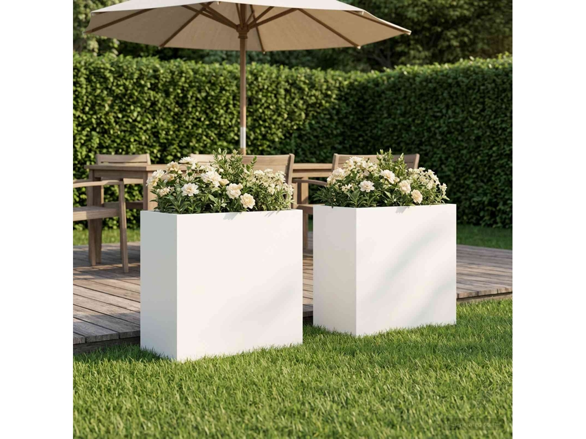 Vidaxl Vaso De Jardim 2 Unid. Branco 50 X 30 X 50 Cm