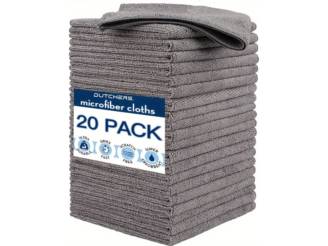 Toalha De Limpeza Em Microfibra, 20 Unidades, 25 X 25 Cm, 300 G/m², Sem Fiapos, Não Risca, Reutilizável, Lavável, Para Carro, Uso Doméstico