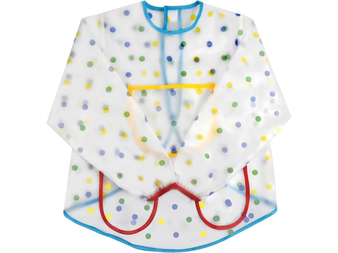 Avental infantil para pintura impermeável com 3 bolsos manga longa para escola e cozinha | S/MARCA