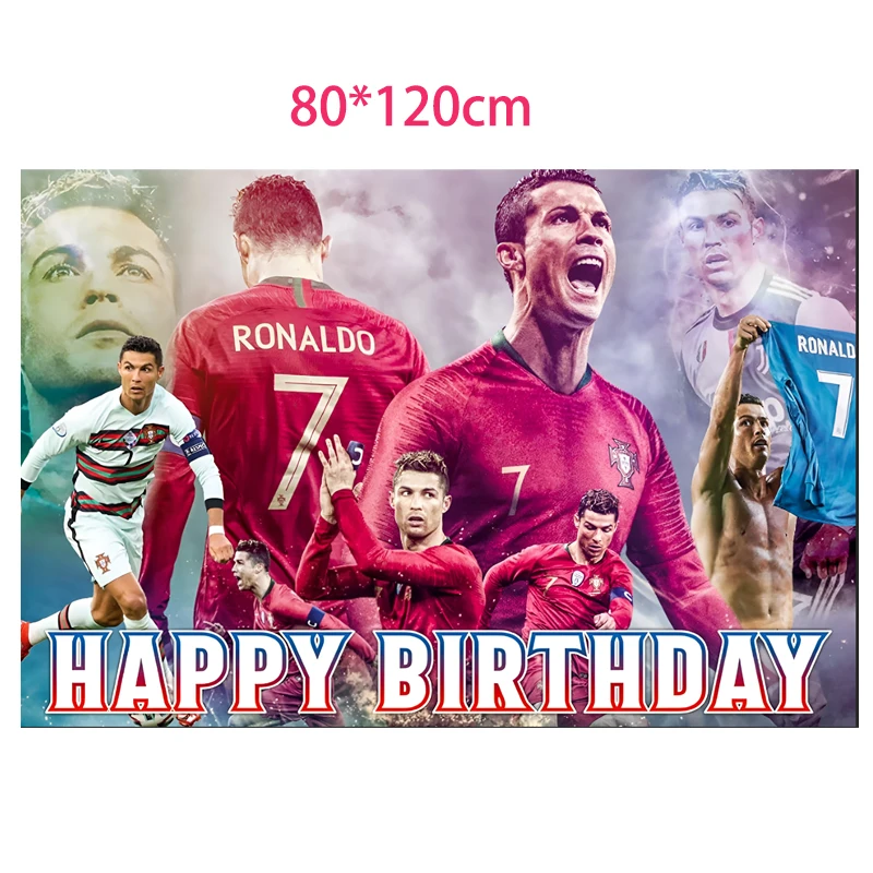 Conjunto De Decoração Para Festa Aniversário Do Cr7 Com Tema Futebol, Incluindo Banner, Balões Látex, Painel Fundo, Bolo E Suprimentos Festa