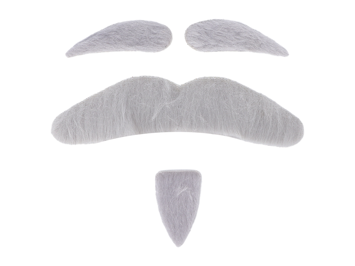 Bigode Falso Autoadesivo Com Sobrancelha Cinza Para Festa E Trajes