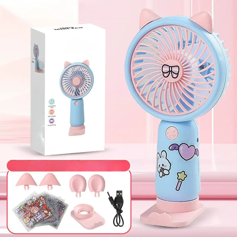(azul) Ventilador Portátil Recarregável De Três Velocidades, Mini Ventilador Com Interface Usb