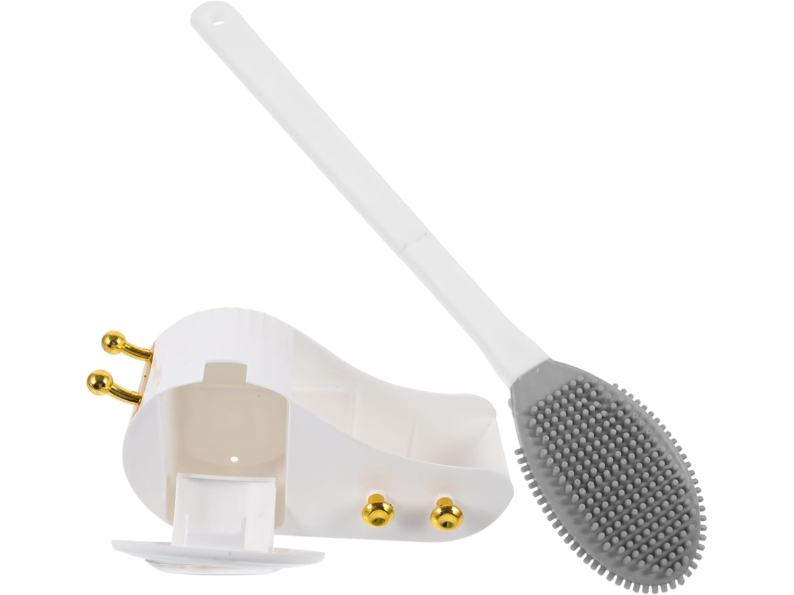Escova De Vaso Sanitário Com Cabo Longo De Silicone E Suporte