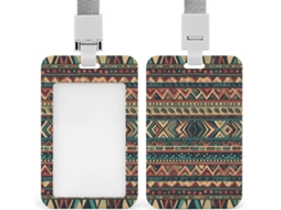 Porta-cracha com selo indígena americano, cartões de identificação vertical em plástico resistente.