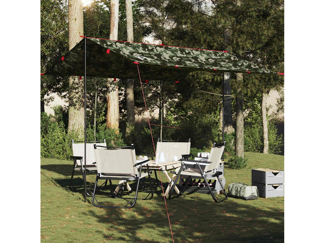 Vidaxl Lona De Campismo 306x306 Cm Impermeável Camuflagem