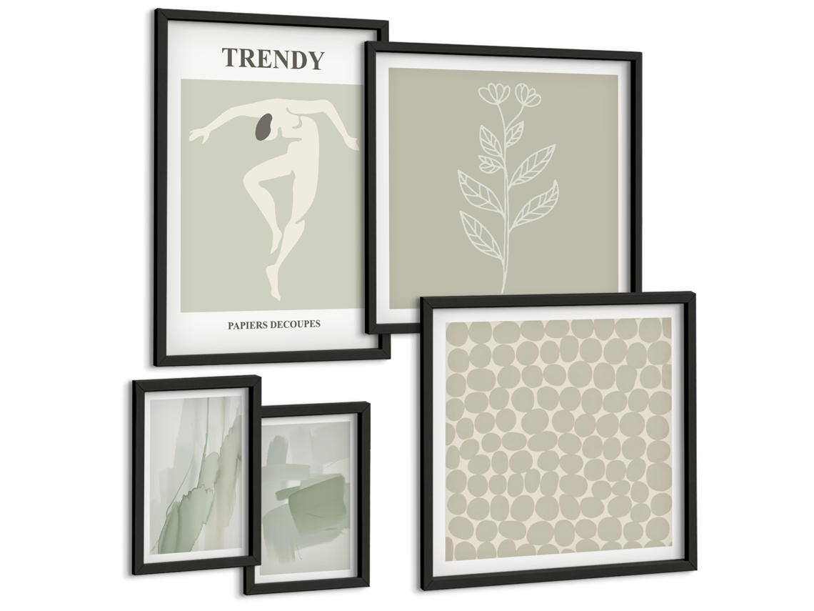 Conjunto De Pinturas Gráficos Estilosos Motivo Verde Espelharte (5 Peças)