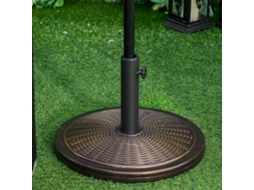 Base para Chapéu de Sol S/MARCA, peso 14kg, cimento, para mastros 35mm, 38mm, 48mm, Ø48x34cm, preto e bronze