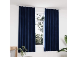 Vidaxl Cortinas Blackout C/ Ganchos 2 Pcs 140x175cm Veludo Azul Escuro