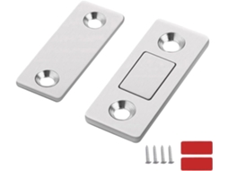 Conjunto De 2-fechos Magnéticos Para Portas Armários, Guarda Roupas E Gavetas Prata 42x17mm