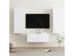 Vidaxl 3 Pcs Conjunto De Móveis De Tv Derivados De Madeira Branco