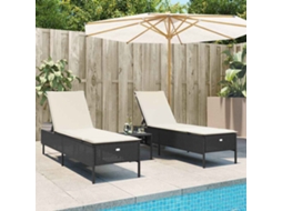 Vidaxl Espreguiçadeiras Com Almofadões 2 Pcs Vime Pe Preto