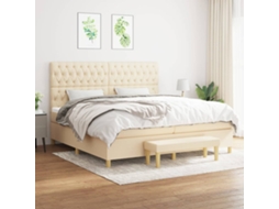 Vidaxl Cama Com Molas/colchão 200x200 Cm Tecido Cor Creme