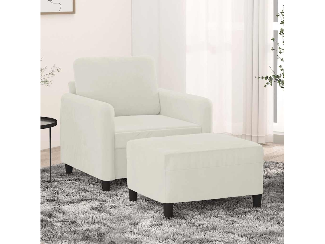 Vidaxl Poltrona Com Apoio De Pés 60 Cm Veludo Cor Creme