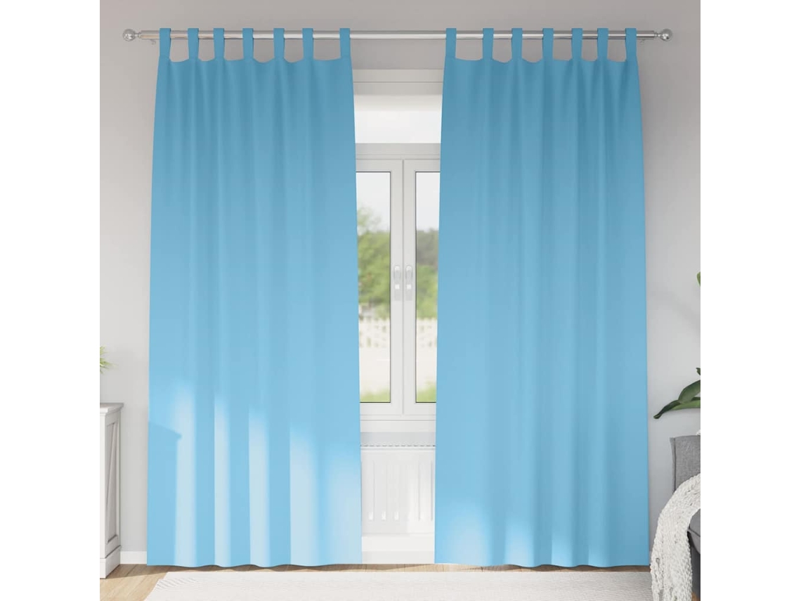Vidaxl Cortinas Blackout Com Argolas 2 Unid. Azul-claro 225 X 140 Cm