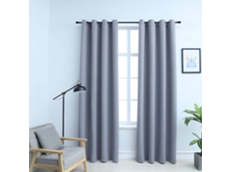 Vidaxl Cortinas Blackout C/ Argolas Em Metal 2 Pcs 140x225 Cm Cinzento